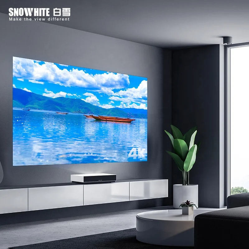 SNOWHITE  120 inch Ultra short throw anti-light PET diamond grid projection screen ust alr fixed frame projector screen