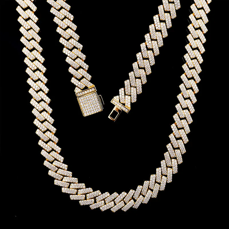 6mm-14mm hip hop Men Necklace 925 Sterling Silver VVS Moissanite Cuban Link Chain Iced Out Cuban Link Miami Cuban Chain