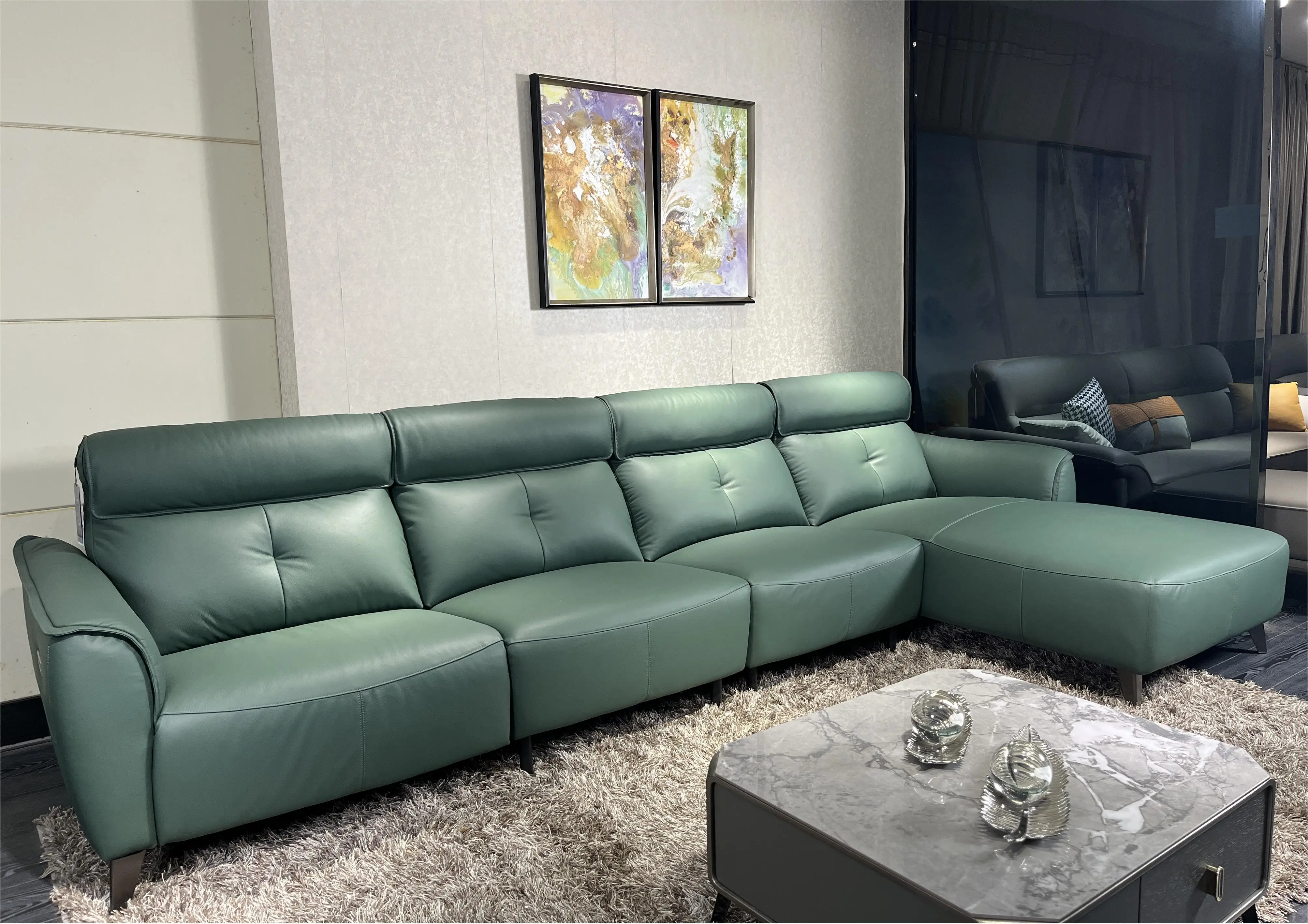 Hot sale luxury electric recliner sofa leather function sofa set with USU charging and massage