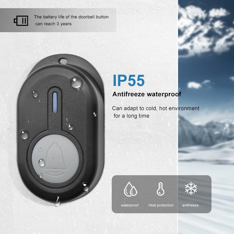 Daytech DB20 1-1 Black Or White Ip55 Waterproof Wireless Doorbell Plug For Home Apartment Office