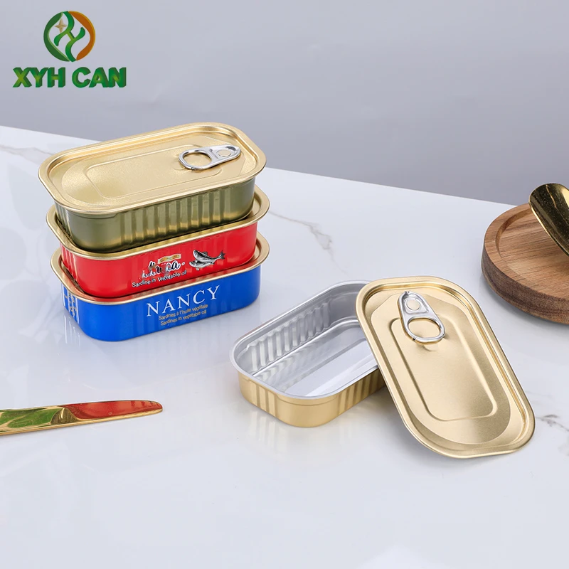 Small capacity Oval multi-color printed  tin can aluminum can for sardines Packaging Metal box