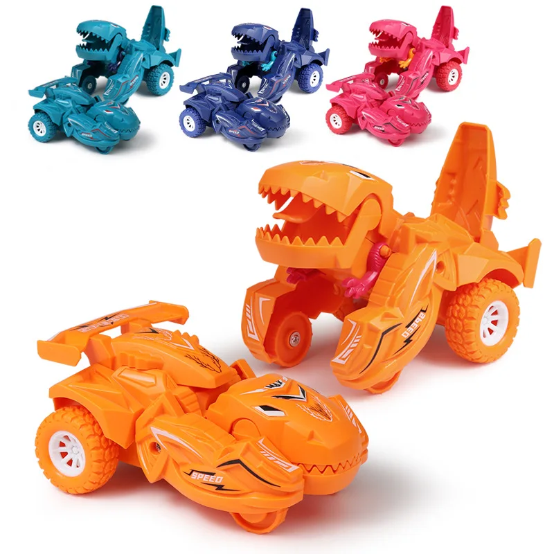 New sliding cars model dinosaurs shape friction construction toy toys set truck dinosaur head inertial car