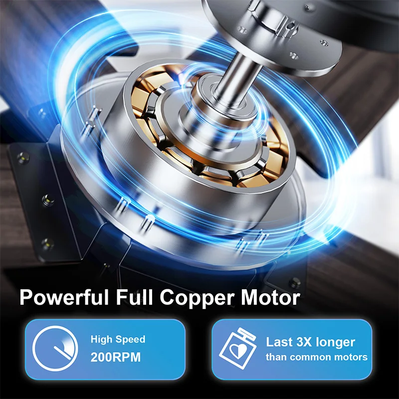 TCL Modern Smart 52 Inch 5 Blades Black Dc Motor Led Ceiling Fan with Light and Remote Control for Home Living Room or Bedroom