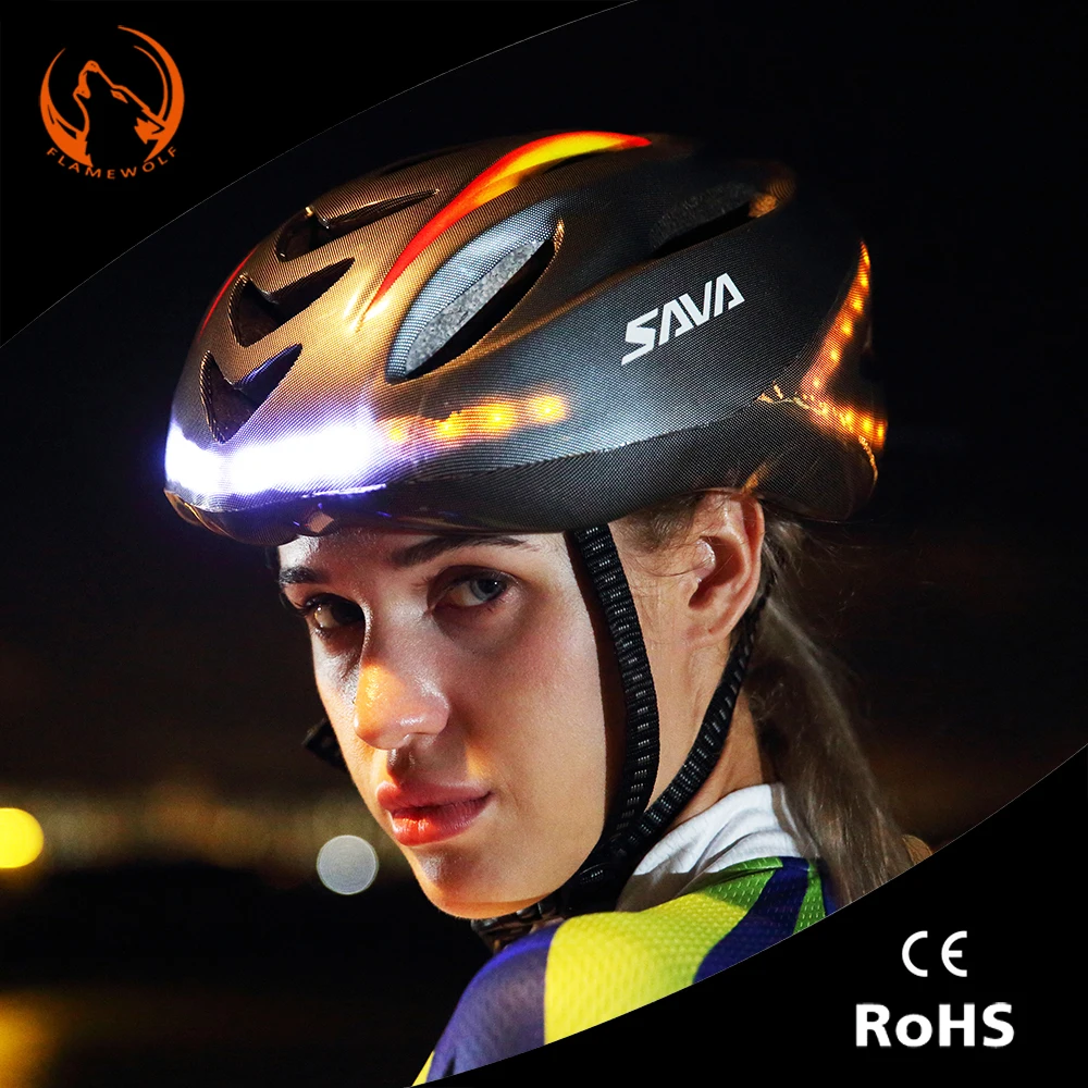 Smart Night Riding Commuter Bike Road Bike Helmet with Turn Signal Led Flashing Adult Male Female