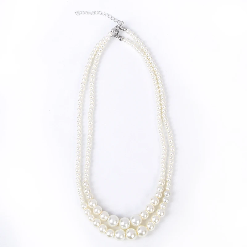 Hot Sale Glass Pearl Necklace 2 Layer Niche design Choker 4mm 6mm 8mm 10mm Layering For Women
