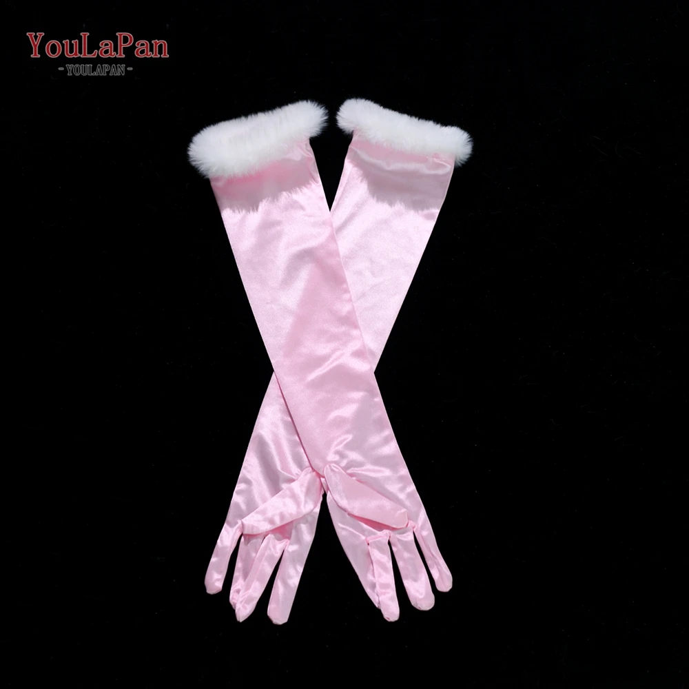 YouLaPan VM43 R Pink Long Opera Party Satin Tea Party Gloves Costume Stretch Adult Size Wedding Bride Long Satin Gloves