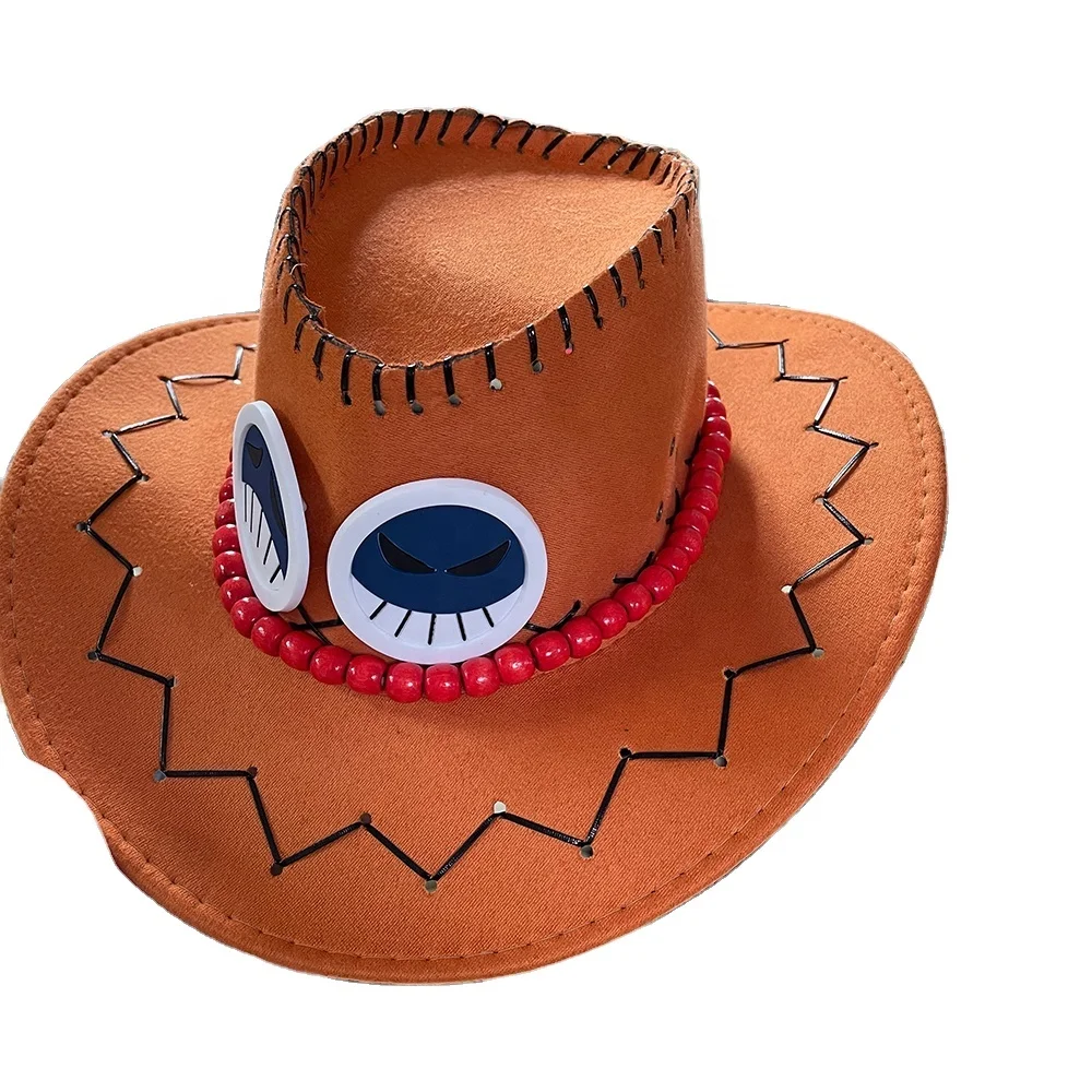 Anime One Piece Hat Fire Fist Sun Hats Toy character Ace  Cosplay Ca-p Cartoon luffy fedora felt Cowboy Hats