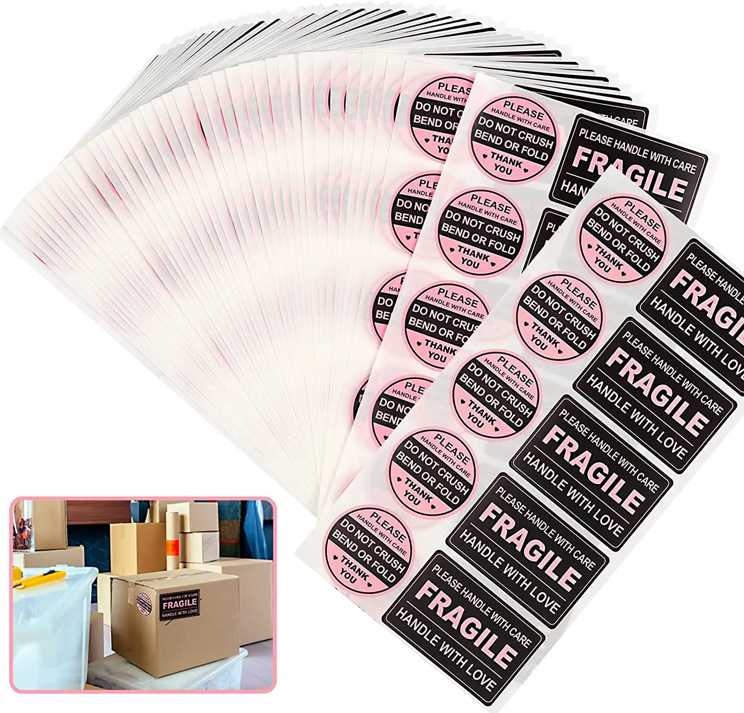 Adhesive Warning Labels for Shipping Cartons Envelops Mailing Fragile Stickers Do Not Crush Bend or Fold Labels Stickers