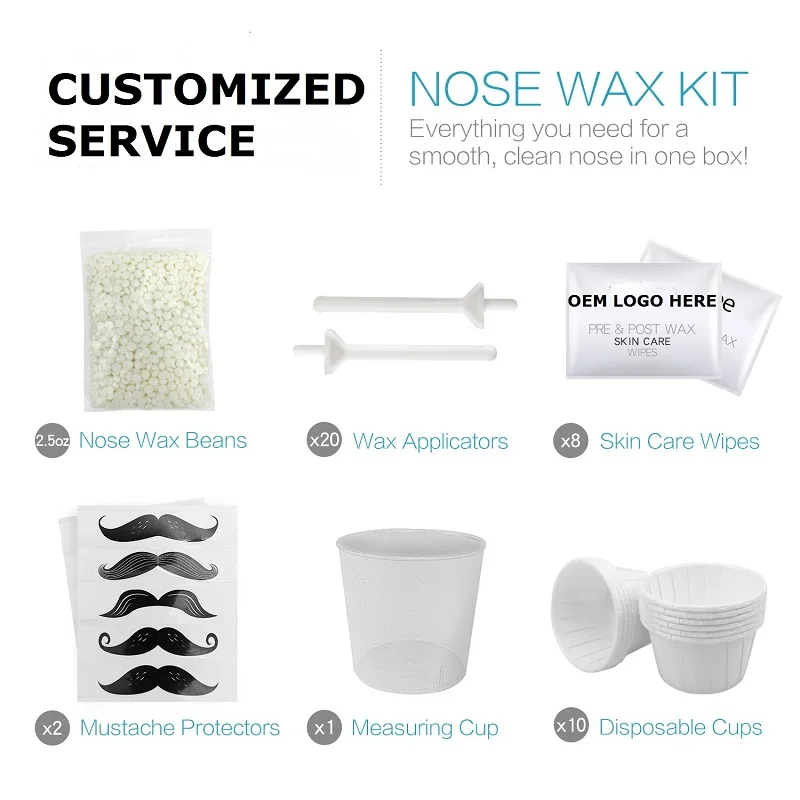 
Nose Hair removal wax kit microwavable nose wax kit/ OEM painless nostril hair removal wax travel waxing kits 