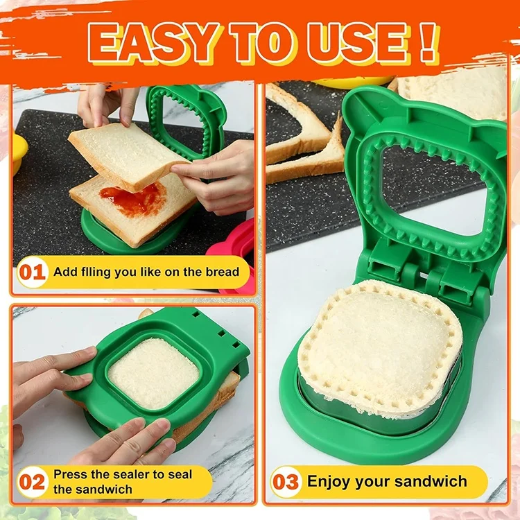 Sandwich Press Round Shape Cutter and Sealer Crustless Sandwich Press Mold Cookie Bread Pancake Maker