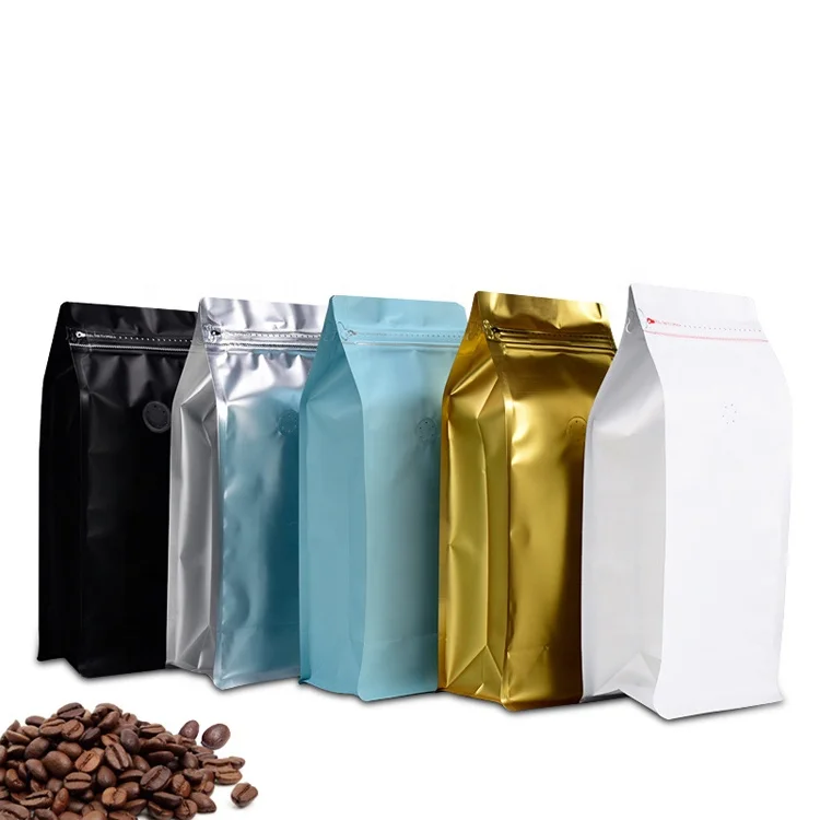 custom printed type style laminated material coffee packaging bag with one-way valve