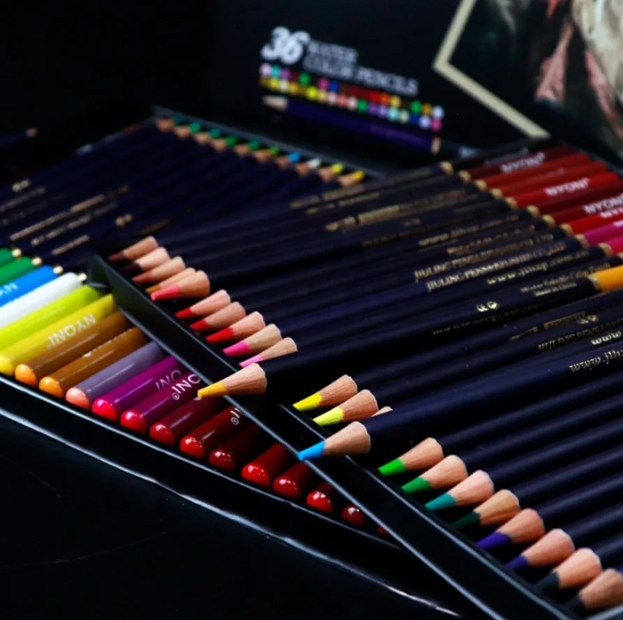 Professional Art Standard Watercolor Water Soluble Colour Color Pencil Set for Artist Drawing  12/24/36/48/72/100 Colors