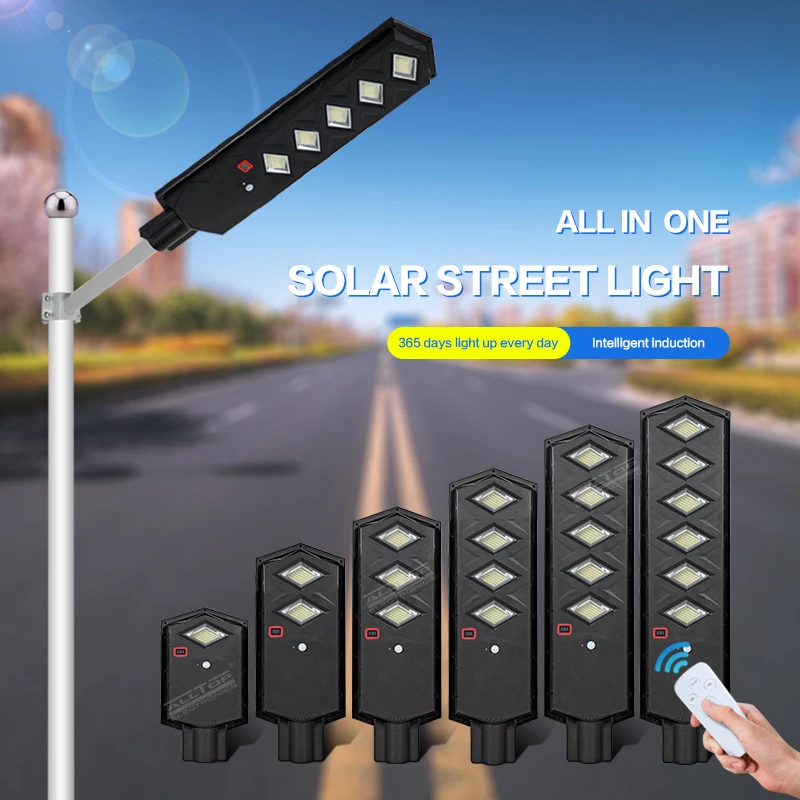 ALLTOP Black ABS Motion Sensor Remote Outdoor 50w 100w 150w 200w 250w 300w All In One Solar LED Street Light