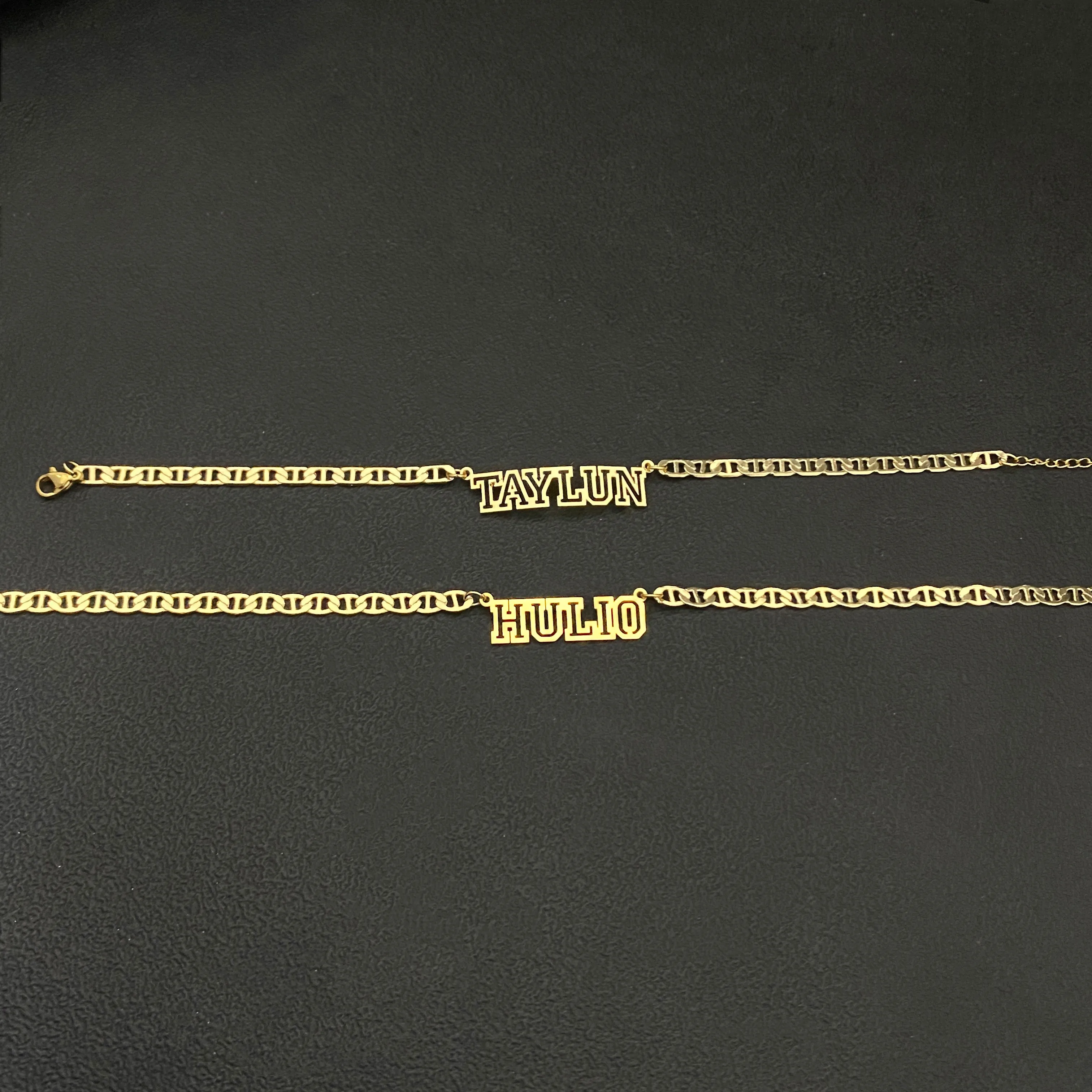 Custom Name Jewelry Sets Women Personalized Flat Chain Necklace Nameplate Three Finger Ring Earrings Stainless Steel Jewelry Set