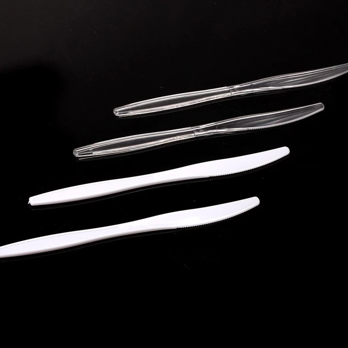 wholesale heavy weight clear cutlery disposable plastic knife PS fork and spoon
