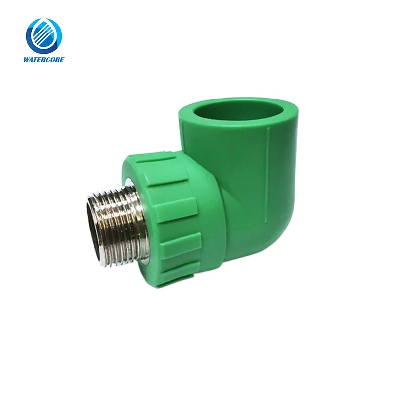 Wholesale DIN8077 8078 Standard Environment-Friendly PPR Pipe Fitting 90 Degree Elbow Male Threaded Elbow with Brass
