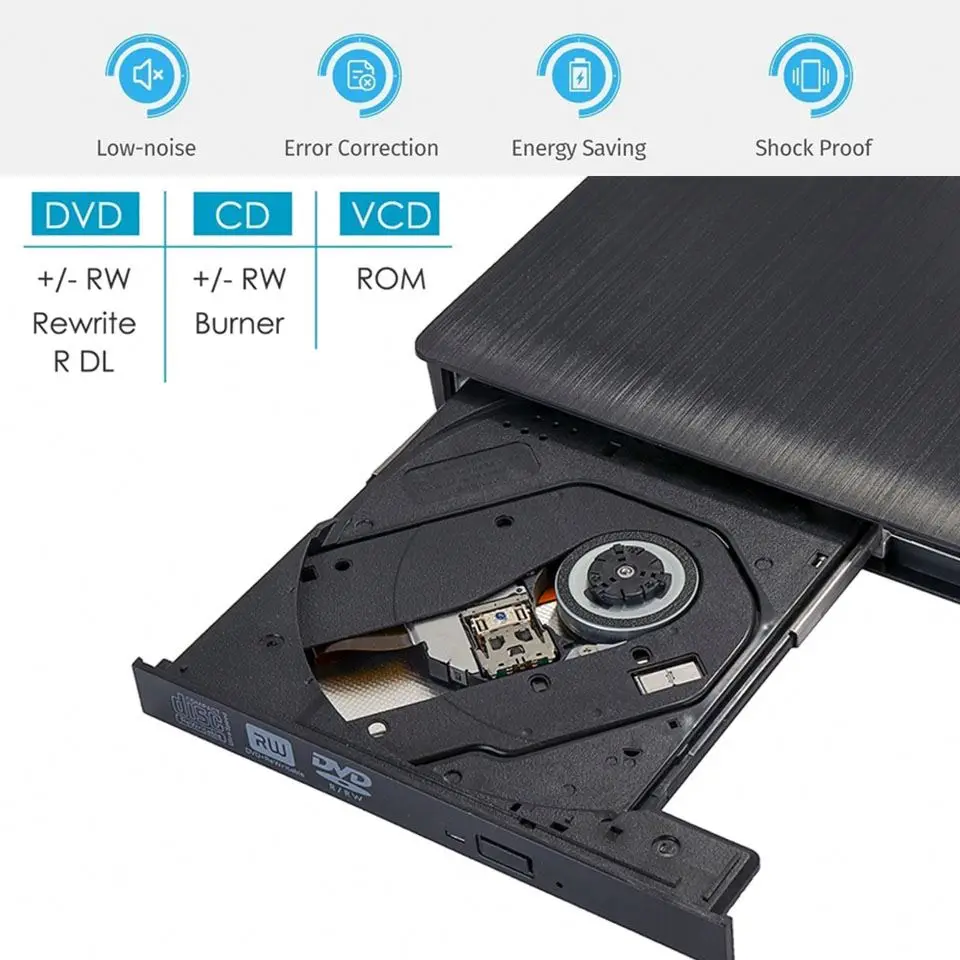 External DVD Drive USB 3.0 Portable CD DVD RW Drive Writer Burner Optical Player Compatible For Windows 10 Laptop Desktop iMacs