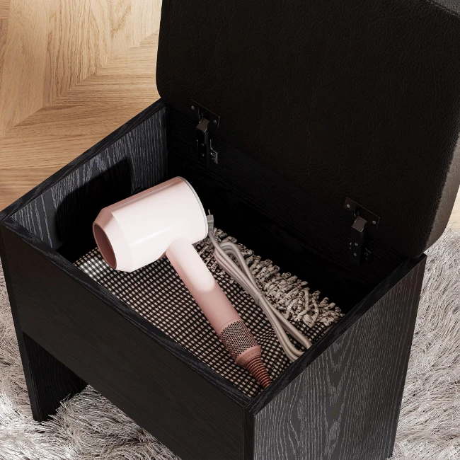 HZT-12 Vanity Makeup Desk Set with LED Lighted Mirror Bedroom Vanities Table with Stool Black