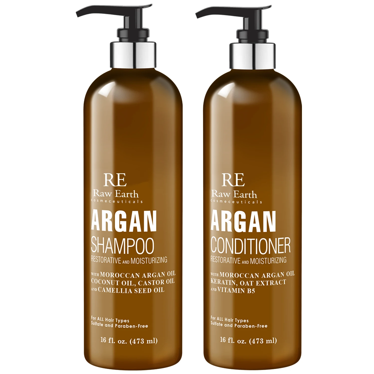 Raw Earth Moroccan Argan Oil Restorative and Moisturizing Shampoo and Conditioner Set