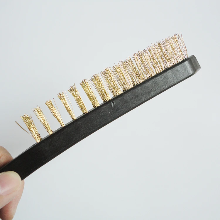 Cheap Plastic Handle Steel and Brass Plated Wire Brush