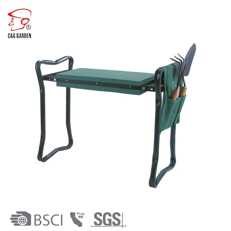 Folding Garden Kneeler Bench Stool Heavy Duty Kneeling Pad and Seat with Tool Pouch