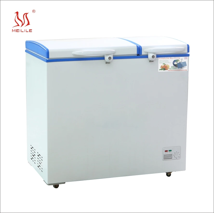Meilile BCD-155 24v Solar Fridge 155L Dual Zone Two Lids Battery Fridge Freezer Refrigerator
