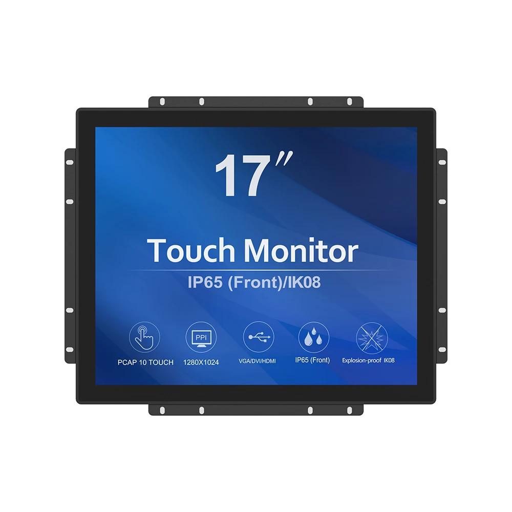 GreenTouch 17 inch Full flat capacitive touch screen 17 inch square open frame monitor for industry