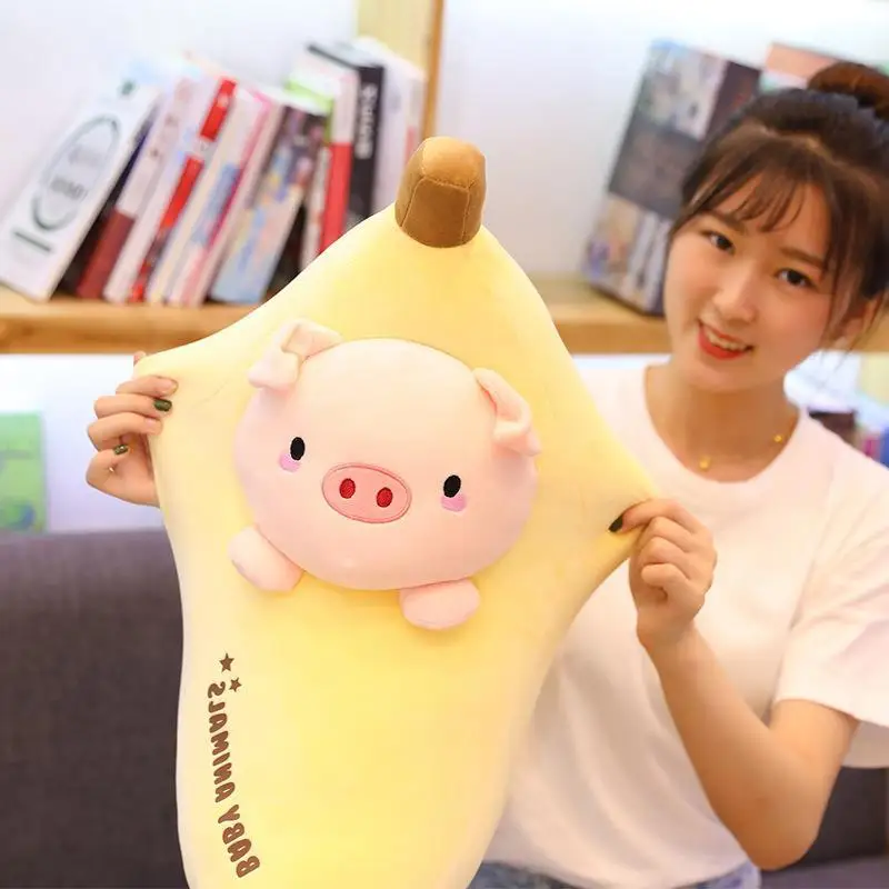HQ Wholesale Custom Plush Banana Super Soft 23.6' Stuffed Plush Toy Washable Kawaii Plush Pillow Toy for Birthday Gift