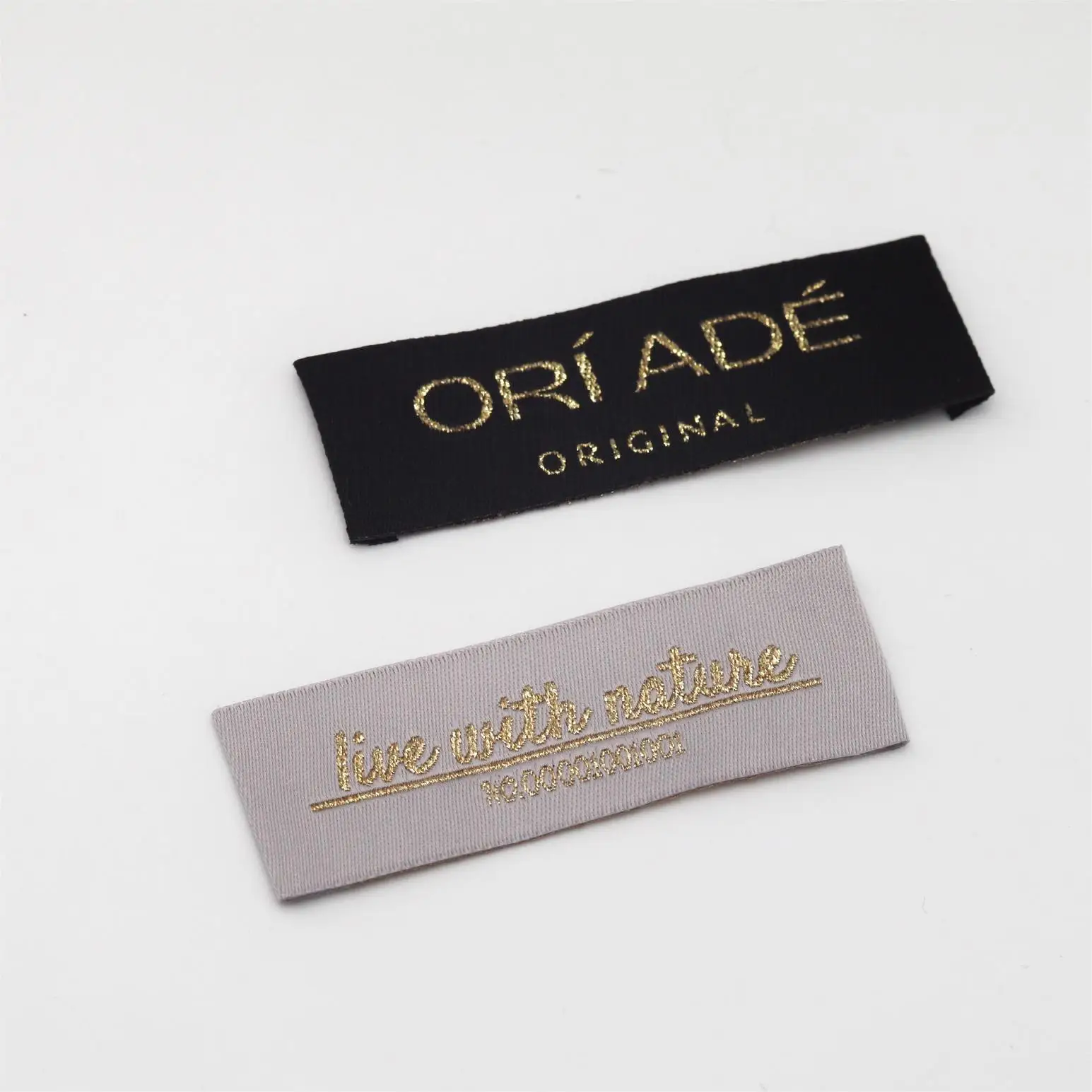 Custom Sewed Luxury metal wire Soft Satin Private Clothing Woven Label T-shirt Garment Main/Neck Label Tags