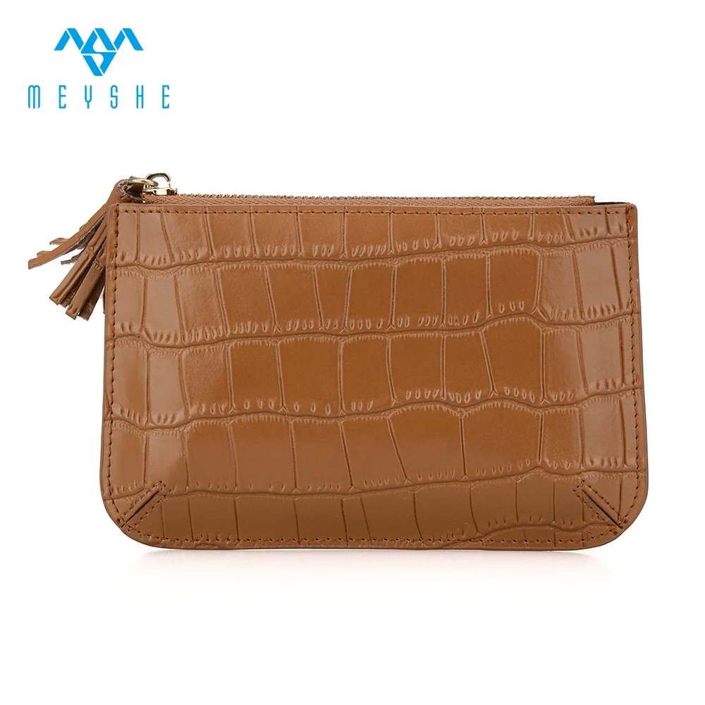 Factory Custom Wholesale High Quality  Brown Crocodile Genuine Leather Bag Coin Purse For Women