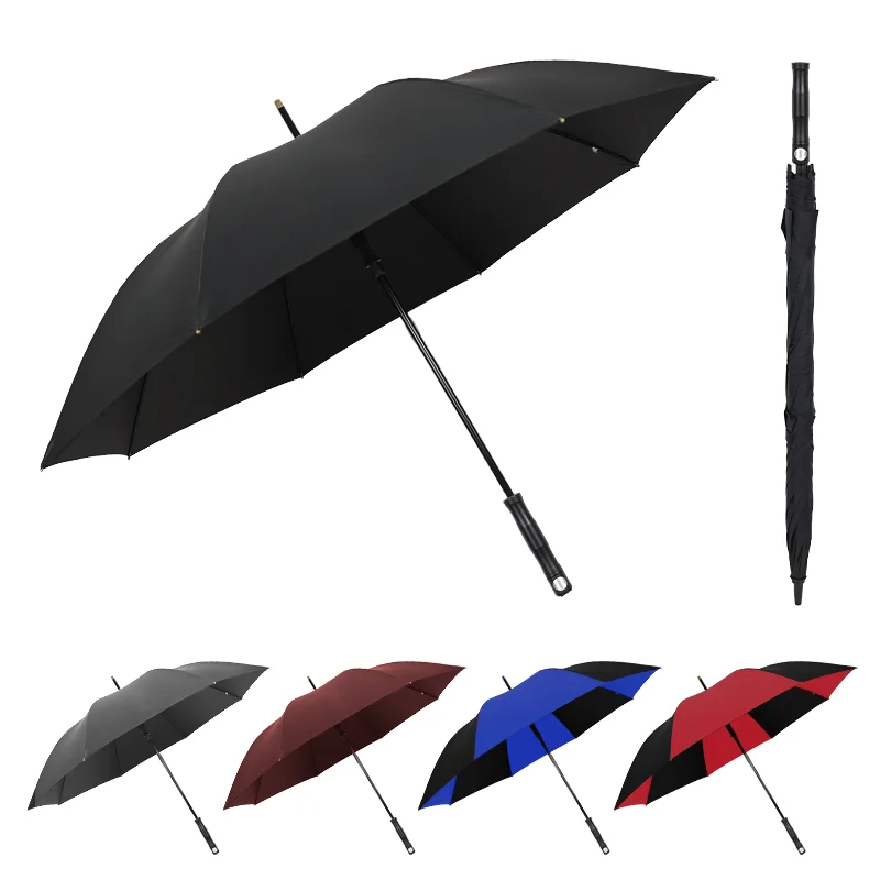 Wholesale customize logo cheap automatic open business golf big umbrella windproof waterproof man straight golf umbrella
