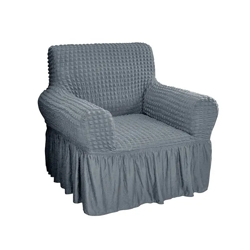 High Quality Seersucker Sofa cover 3 2 1 seat set Stretch Pleated Ruffled Skirt Sofa Slipcover for Living room
