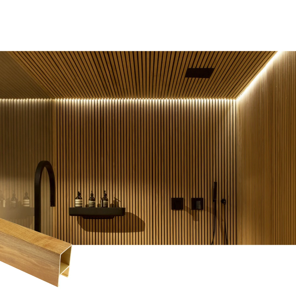 Waterproof Ceiling Pvc Hospitals WPC Wooden Ceiling Panels Baffle Ceiling