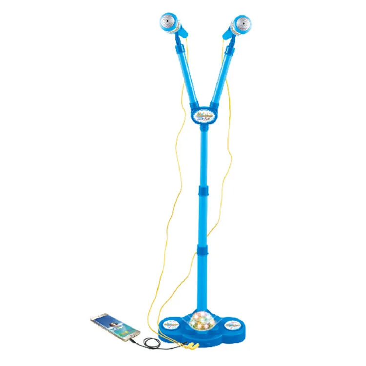 Kids Karaoke Machine Music Toys with Adjustable Stand 2 Microphones Connects Bluetooth and  Phone Microphone with Stand
