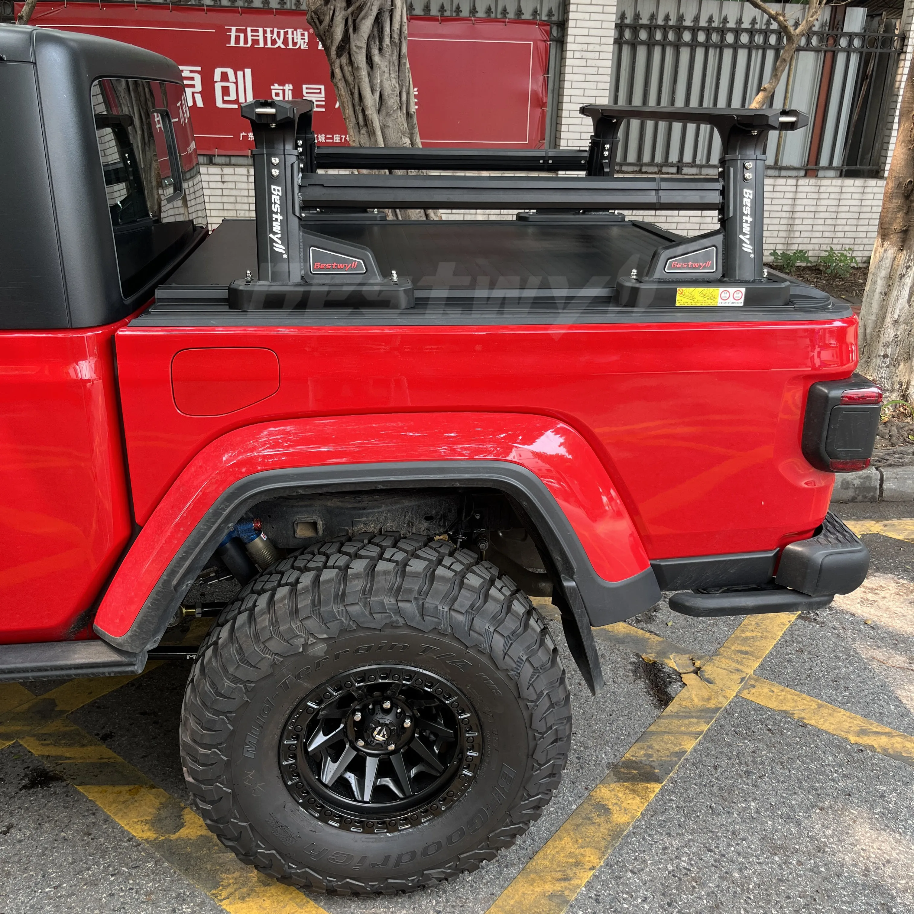 BESTWYLL Para Pick Up Carrier Storage Aluminum Tent Adjustable Height Cargo Car Pickup Ladder Truck Bed Rack For Jeep Gladiator