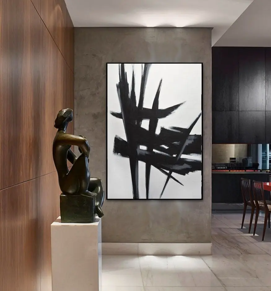 Wholesale High Quality Black and White Painting Handmade Black and White Oil Paintings
