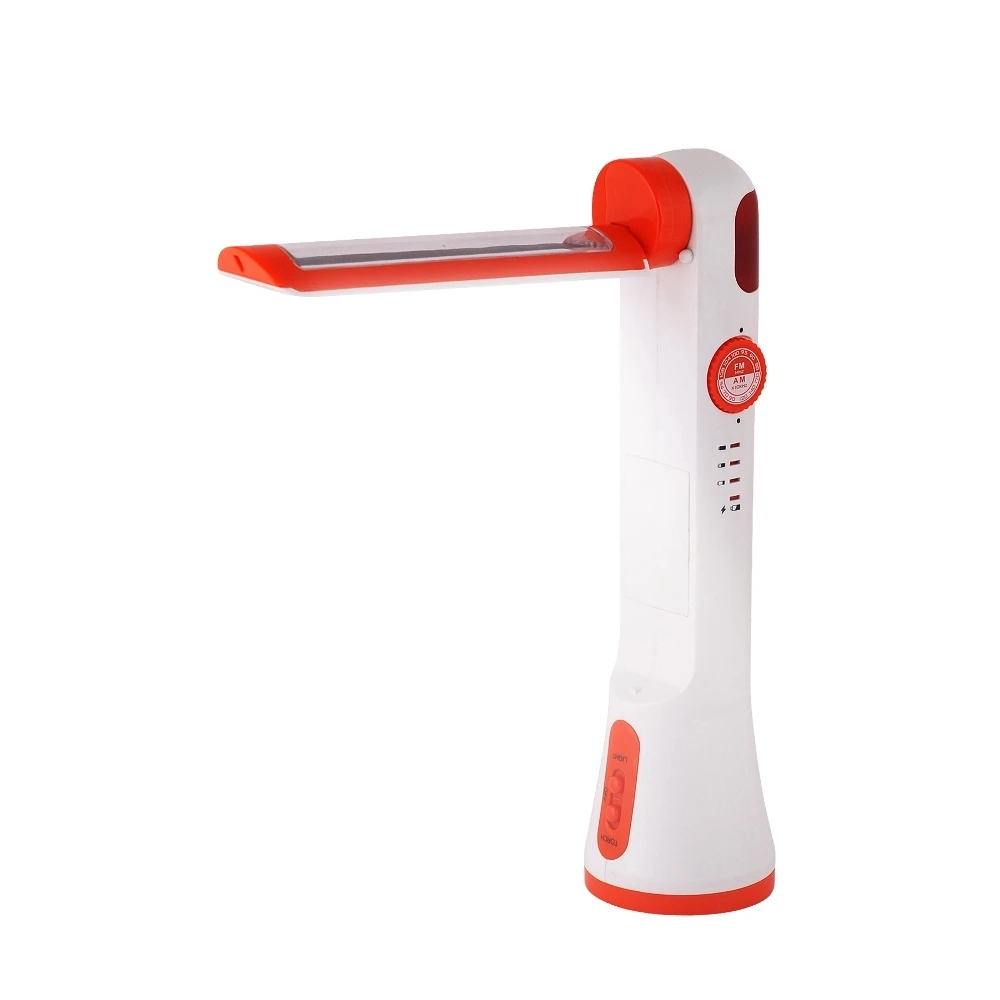 
Solar hand crank self-powered emergency FM radio with LED flashlight and power bank 