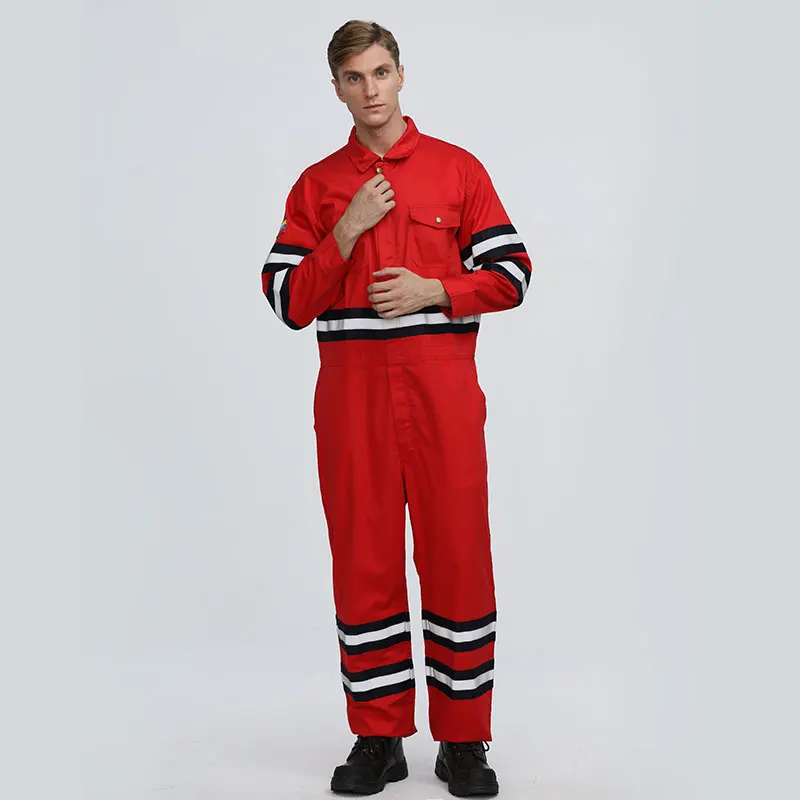 Wholesale Fire Resistant Workwear Safety Clothing Flame Retardant Reflective Hi Vis Long Sleeve Work Wear Fr Coverall