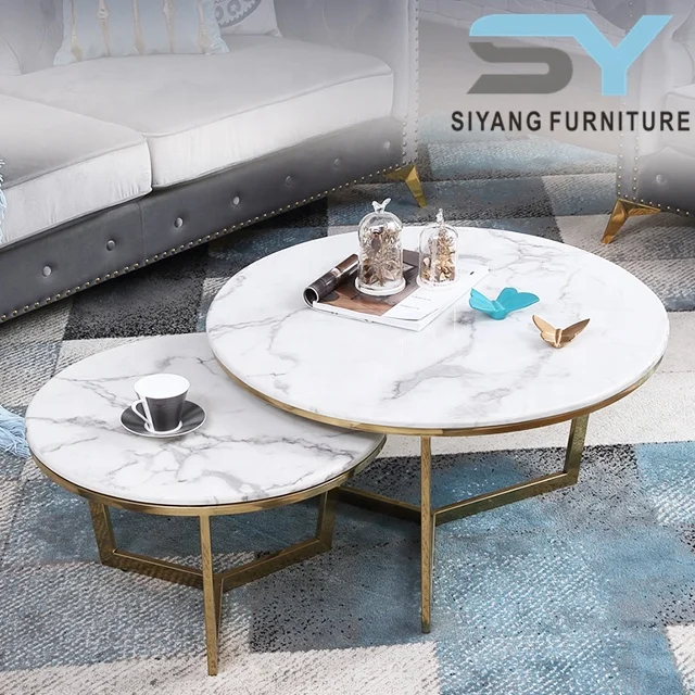 Low Price White Marble Round Coffee Tea Table For Living Room CJ-B