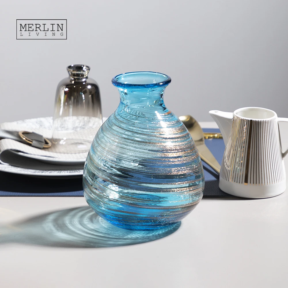 Merlin Living Luxury Crystal Vase Decoration Tracing Silver Plated Glass Vase Nordic Home Decor For Glass Flower Vase