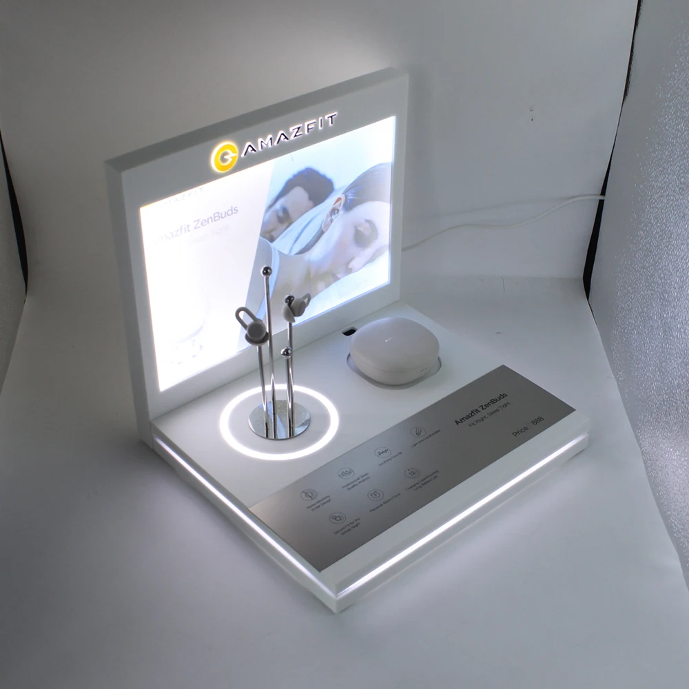 Customized Acrylic earphone headset Display with Speakers /Headsets /microphone display racks