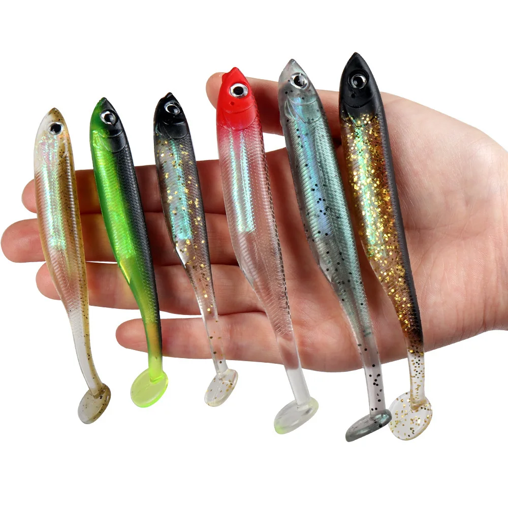 Silicone Soft Shad Paddle Tail Reflective Bait 5.4g 9.7g Built-in Optical Strip 3D Eye For Bass Slipper Fish Lure