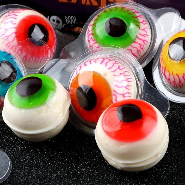 Halloween Holiday Candy Manufacturers Bulk Halal Soft Sweets Jelly Eyeball Eyes Gummy Candy