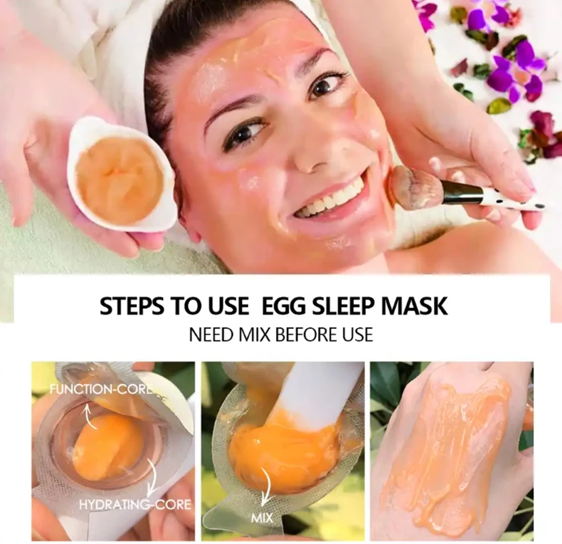 Factory Price Egg Repairing Spa Facial Mask Vitamin C E Skin Care Anti Aging Brightening Collagen Face Mask