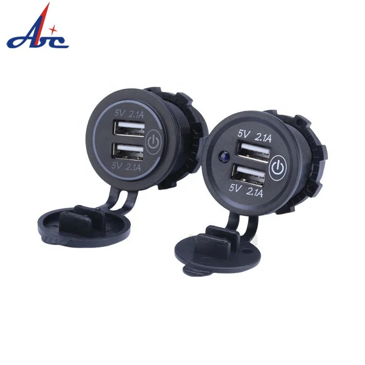 new style New Touch Type Car Usb Flush Mount Socket Double USB Power Port Charge 5V 4.2A Car Charger With ON OFF Switch