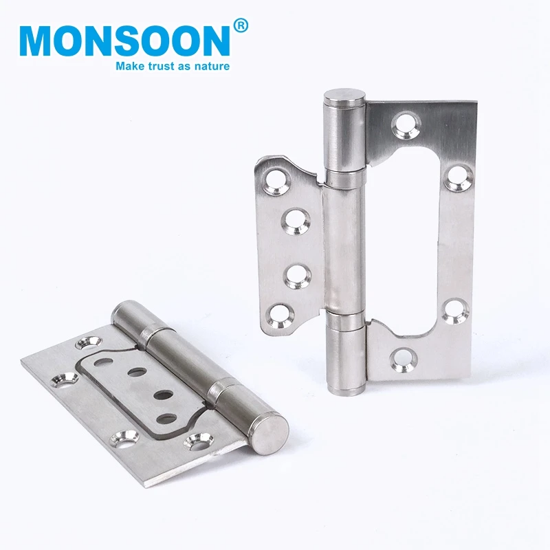 Door Window Fitting Wooden Door Floding Pivot Butt Hinge 2BBStainless Steel Ball Bearing Sliver Flush Hydraulic Butterfly Hinge