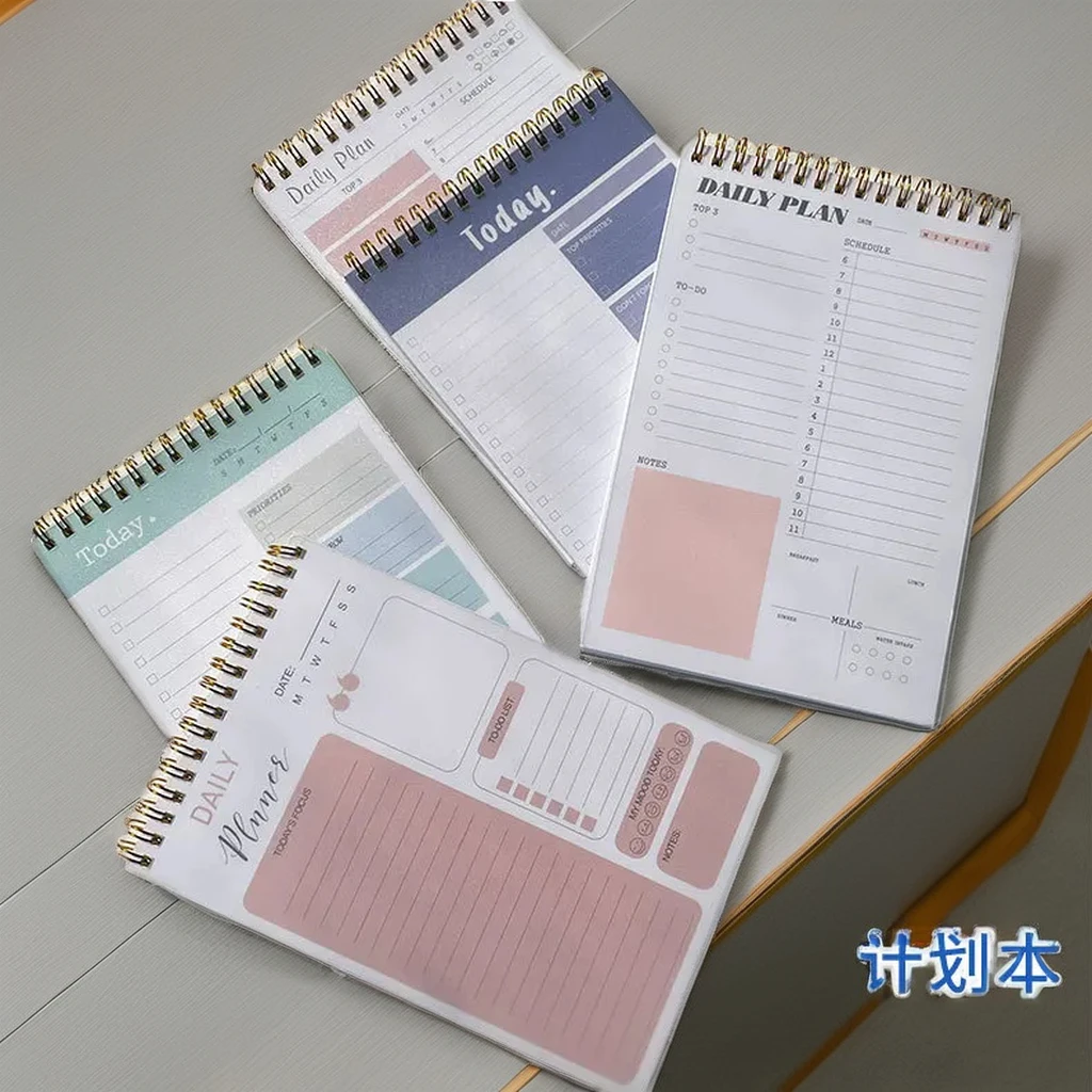 A5 Spiral notebook PP cover schedule Planner Daily Planner Weekly Planner English notepad School supplies customization