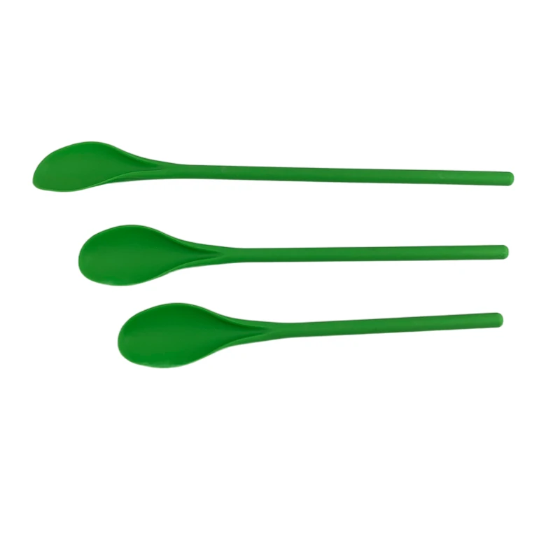 Plastic kitchen dessert salad white long handle stirring spoon