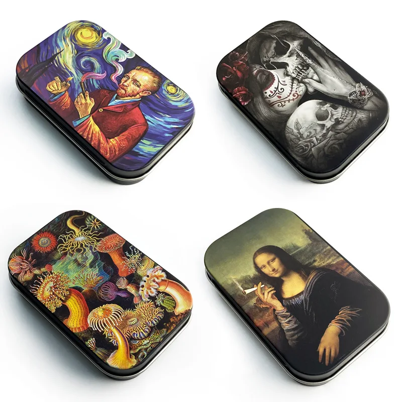 Custom Empty Small Metal Rectangular Tin Box for Sweets Pill Candy Mint Packaging with Hinged Lid Cigarette Box