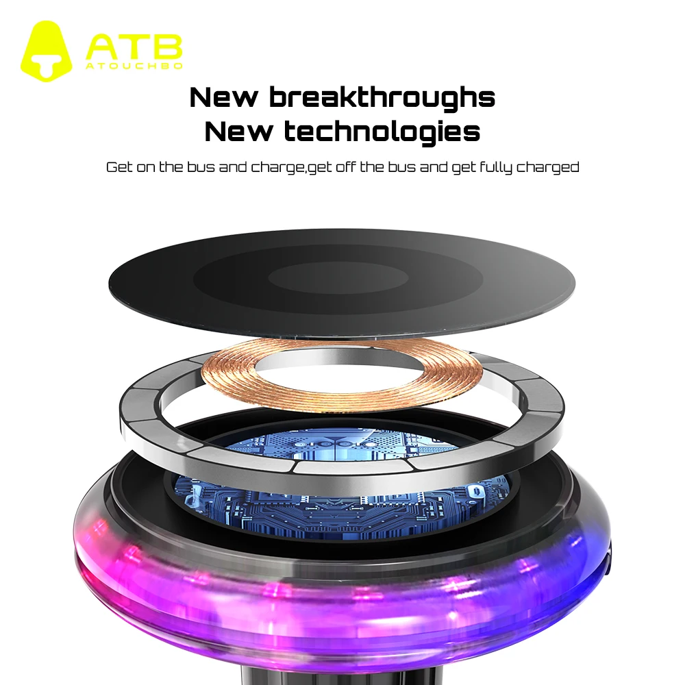 Car Mount Wireless Fast Charger 15W with LED Ambient Light Wireless Fast Charging Mobile Phone Holder